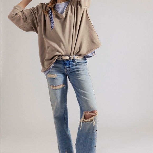 We the Free Venice V-Neck Sweatshirt, Fossil Island, L, NWT - Picture 3 of 16